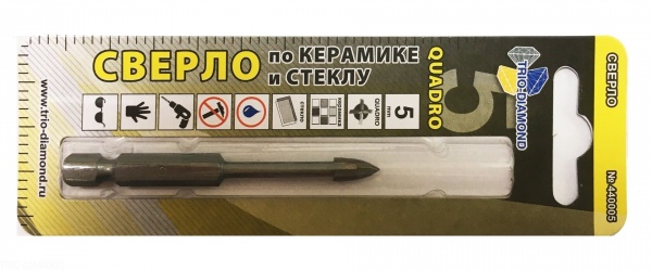 Сверло по керамике и стеклу Trio Diamond Quadro 5