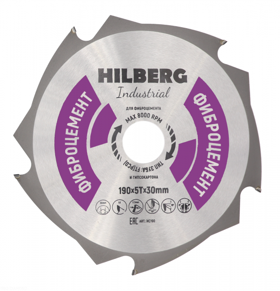 Пильный диск Hilberg Industrial Фиброцемент 190 мм