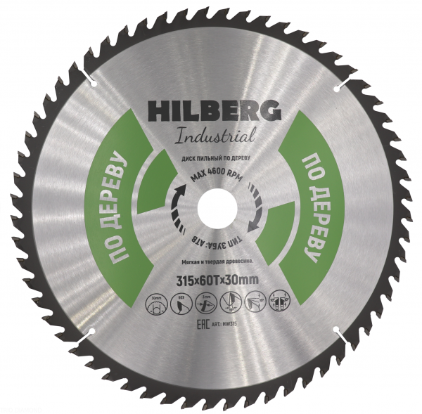 Пильный диск Hilberg Industrial Дерево 315 мм (60T)